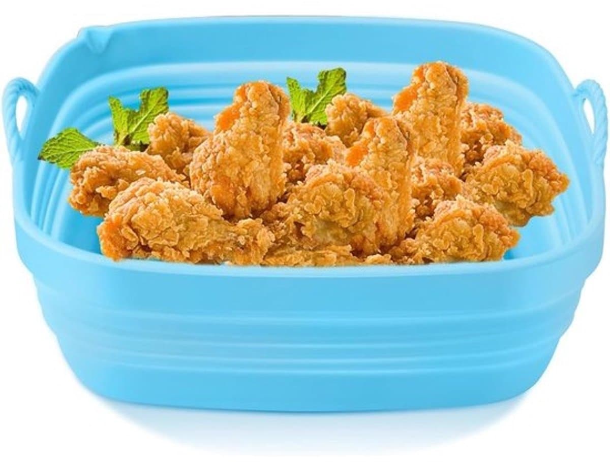 Luchtfriteuse Mandvoering - Herbruikbare Bakplaat - Gezond Koken - Versterkt Hittebestendig Ontwerp - Zie beschrijving - Blauw