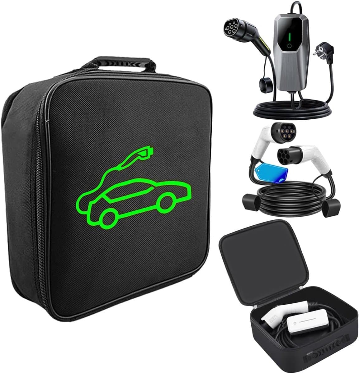 Draagbare opbergtas voor laadkabels en autoaccessoires - Gemaakt van nylon - Opbergtas Voor Type 2/Type 1 kabels - Stevig en ideaal voor de kofferbak of garage