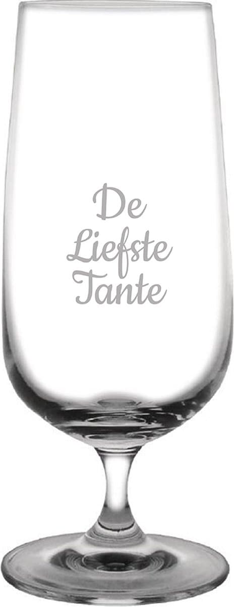 Gegraveerde bierglas op voet 41cl De Liefste Tante