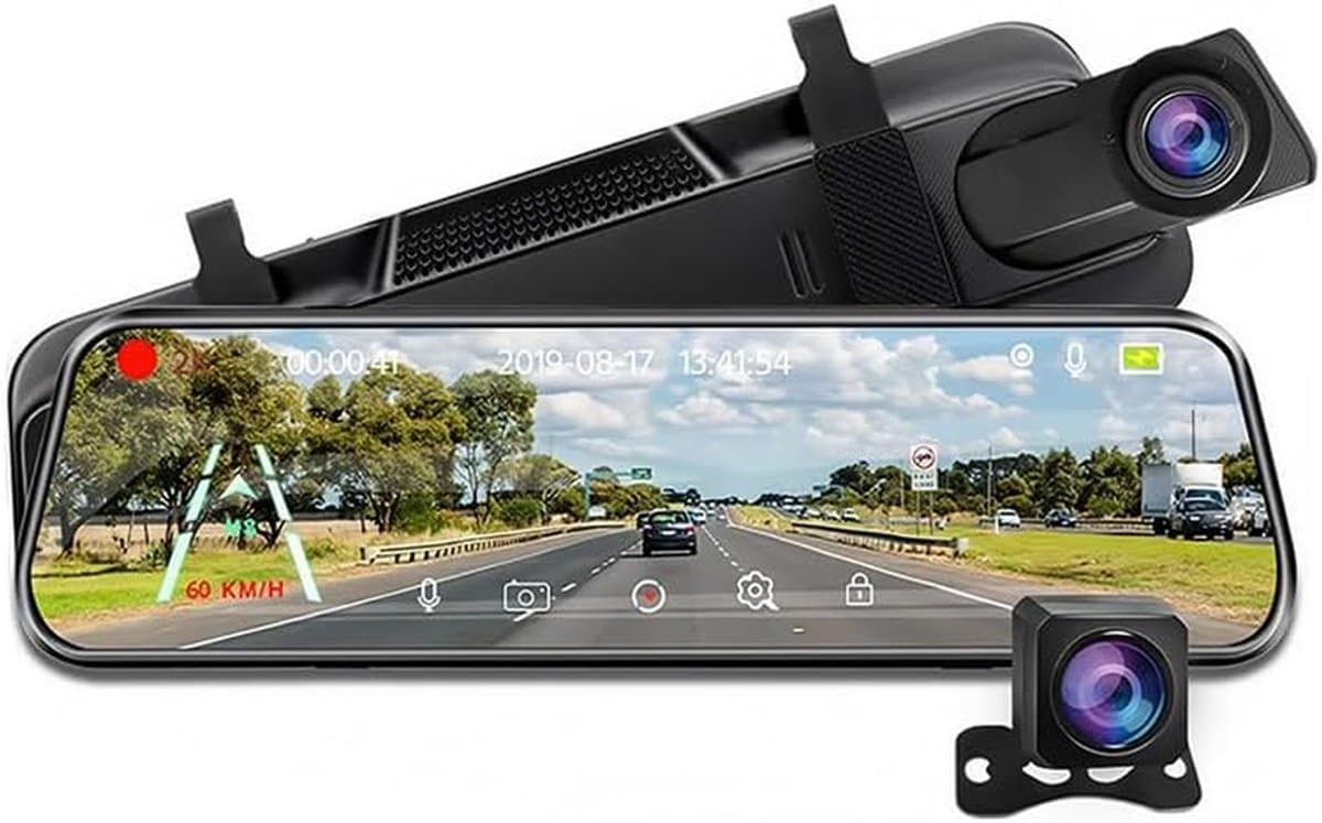 Auto Camera Set - Rijrecorder - Veilig Rijden - 2K+1080P Streaming Media - 10 Inch Scherm - Zwart