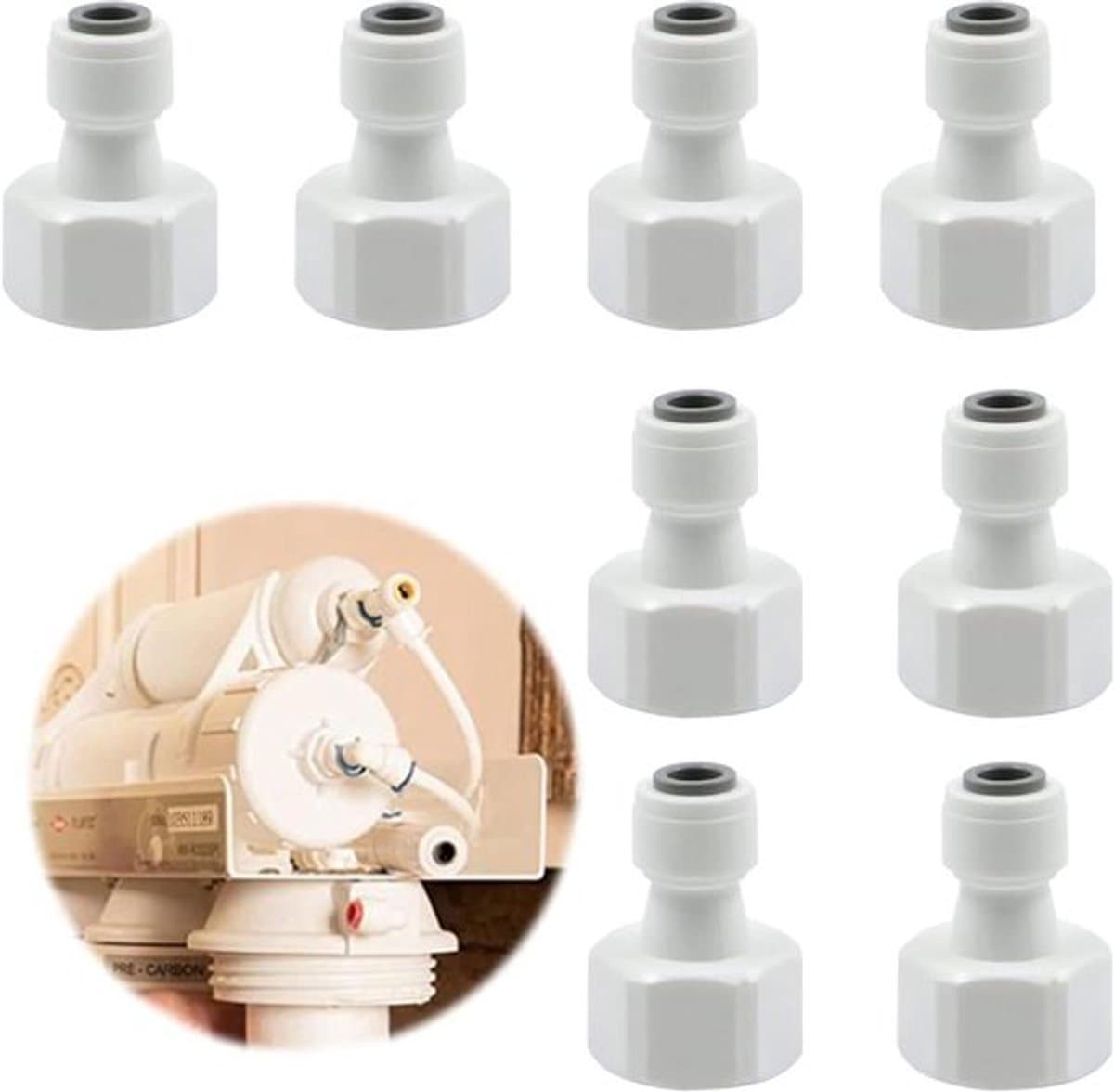 Waterfilter aansluiting adapter - universele watertoevoer slangconnector voor koelkast - 1/2 inch naar 1/4 inch snelaansluiting