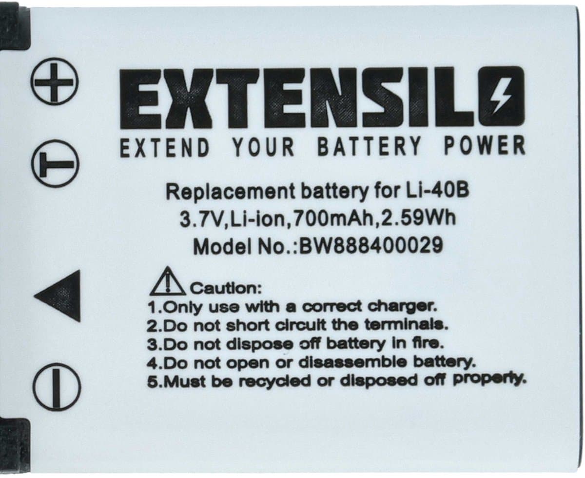 EXTENSILO-accu compatibel met de Olympus IR-serie IR-300-camera (700 mAh, 3,7 V, Li-Ion)