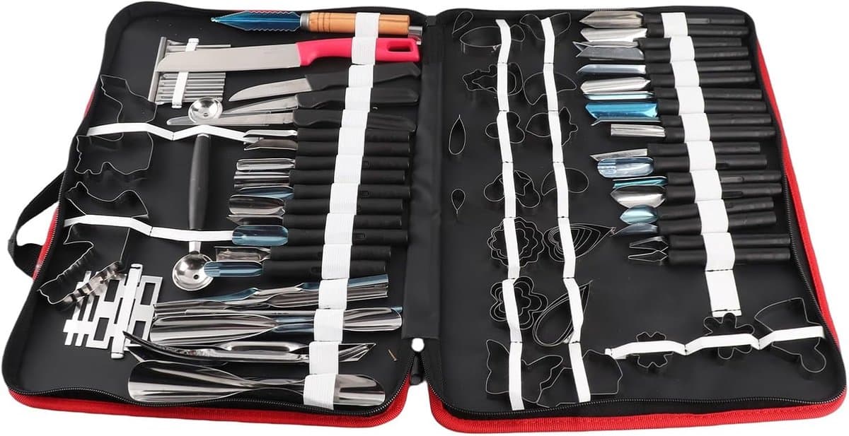 80Pcs Set Culinaire Carving Peeling Gereedschap Kit Voor Fruit Groente Garnering Snijden Snijmes Pompoen Decoreren