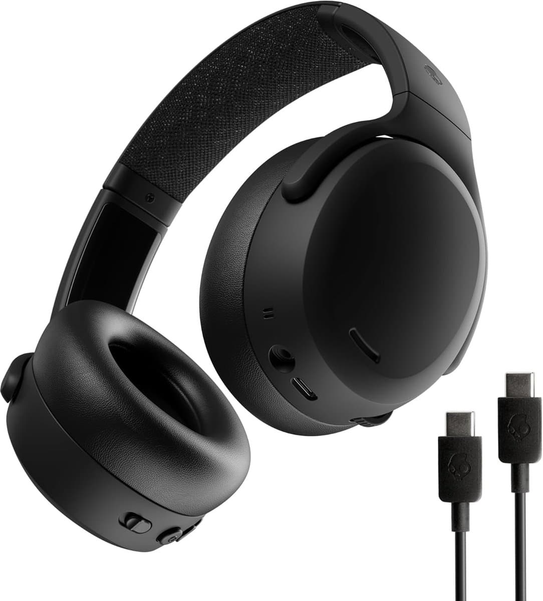 Thijox - Draadloze over-ear koptelefoon met ruisonderdrukking, 50 uur accuduur, Sensory Bass, Skull-iQ spraakgestuurd, Bluetooth, zwart - Perfect voor