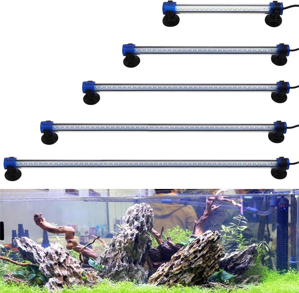 Aquarium Verlichting - Led Strip - Decoratie Aquarium - Waterdicht Ontwerp - 20 cm - Blauw Licht