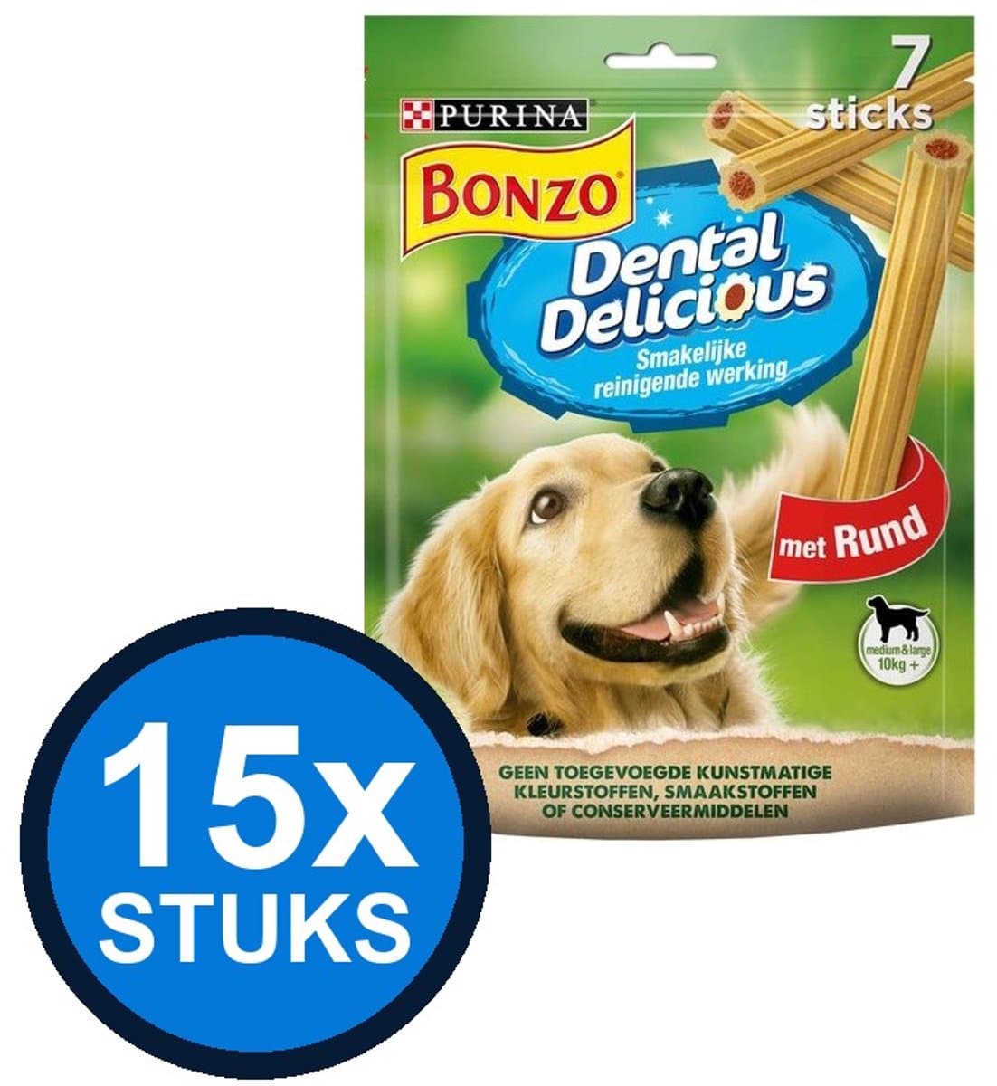 15x Bonzo - Dental Delicious Beef - Hondenvoer Snacks - 200 g