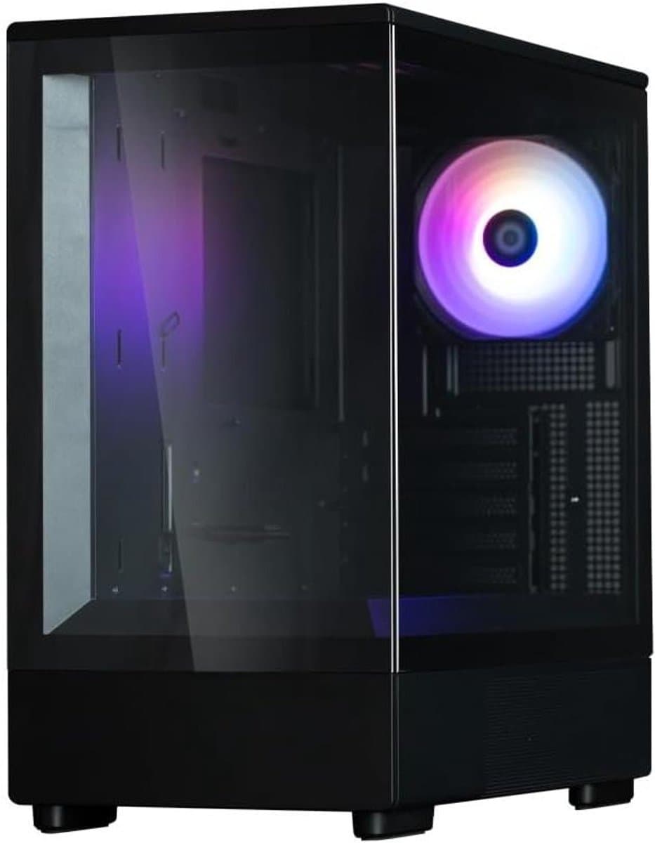 Mini PC Behuizing - Computer Kast - PC Bouwen - Dubbel Glaspaneel - 41.8 x 42.2 x 21.6 cm - Zwart