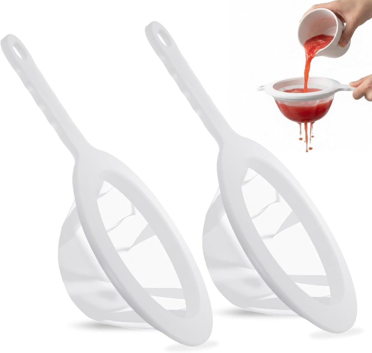 Fijne Zeef voor Keuken - 2 Stuks Nylon Zeef met 120/200 Mesh voor Sap, Melk en Koffiefilteren