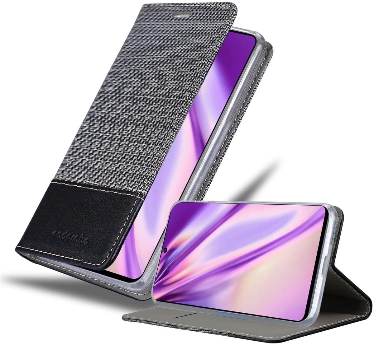Cadorabo Hoesje geschikt voor Samsung Galaxy M51 in GRIJS ZWART - Beschermhoes met magnetische sluiting, standfunctie en kaartvakje Book Case Cover Etui