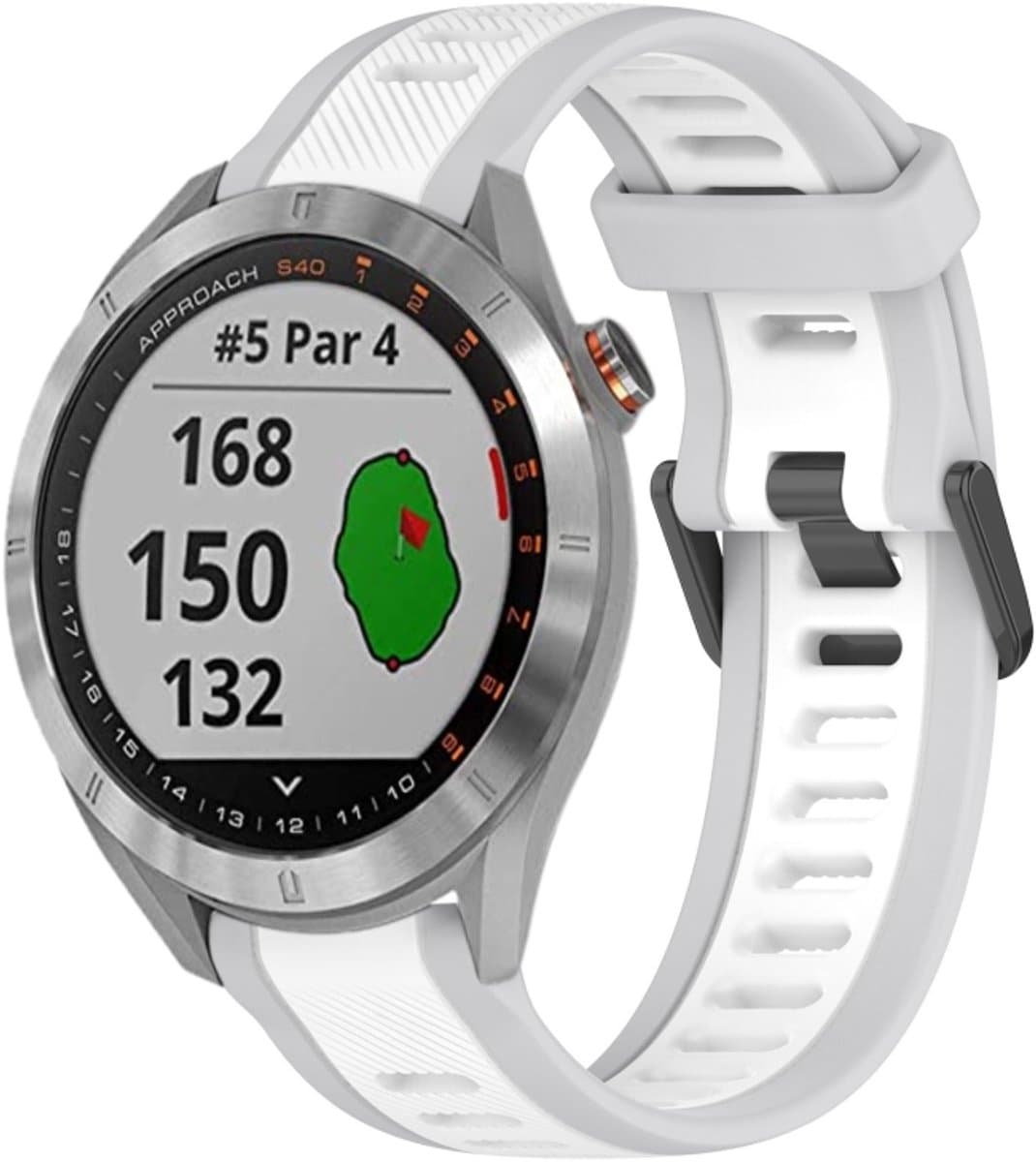 Voor Garmin Approach S40 20 mm tweekleurige siliconen horlogeband met textuur (wit + grijs)