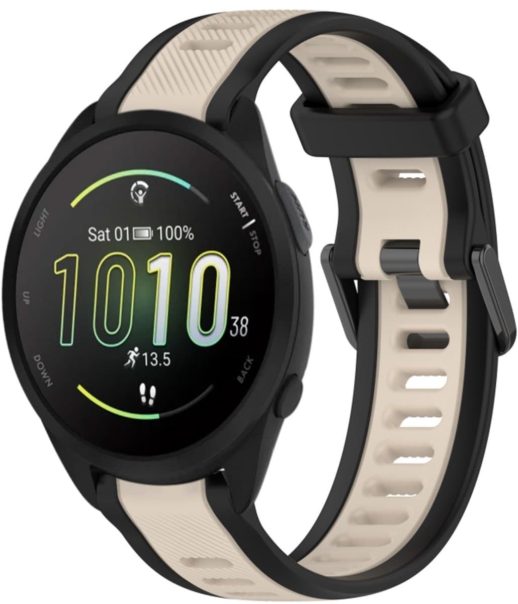 Voor Garmin Forerunner 165 Music 20 mm tweekleurige siliconen horlogeband met textuur (Starlight + zwart)