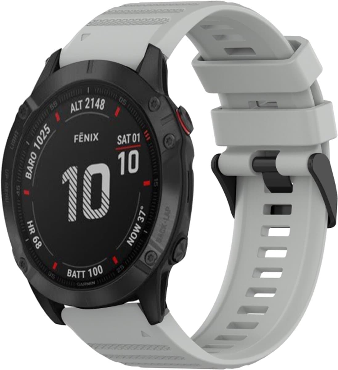 Voor Garmin Fenix 6 Sapphire GPS 22mm Horizontale Textuur Siliconen Horlogeband met Removal Tool (Grijs)