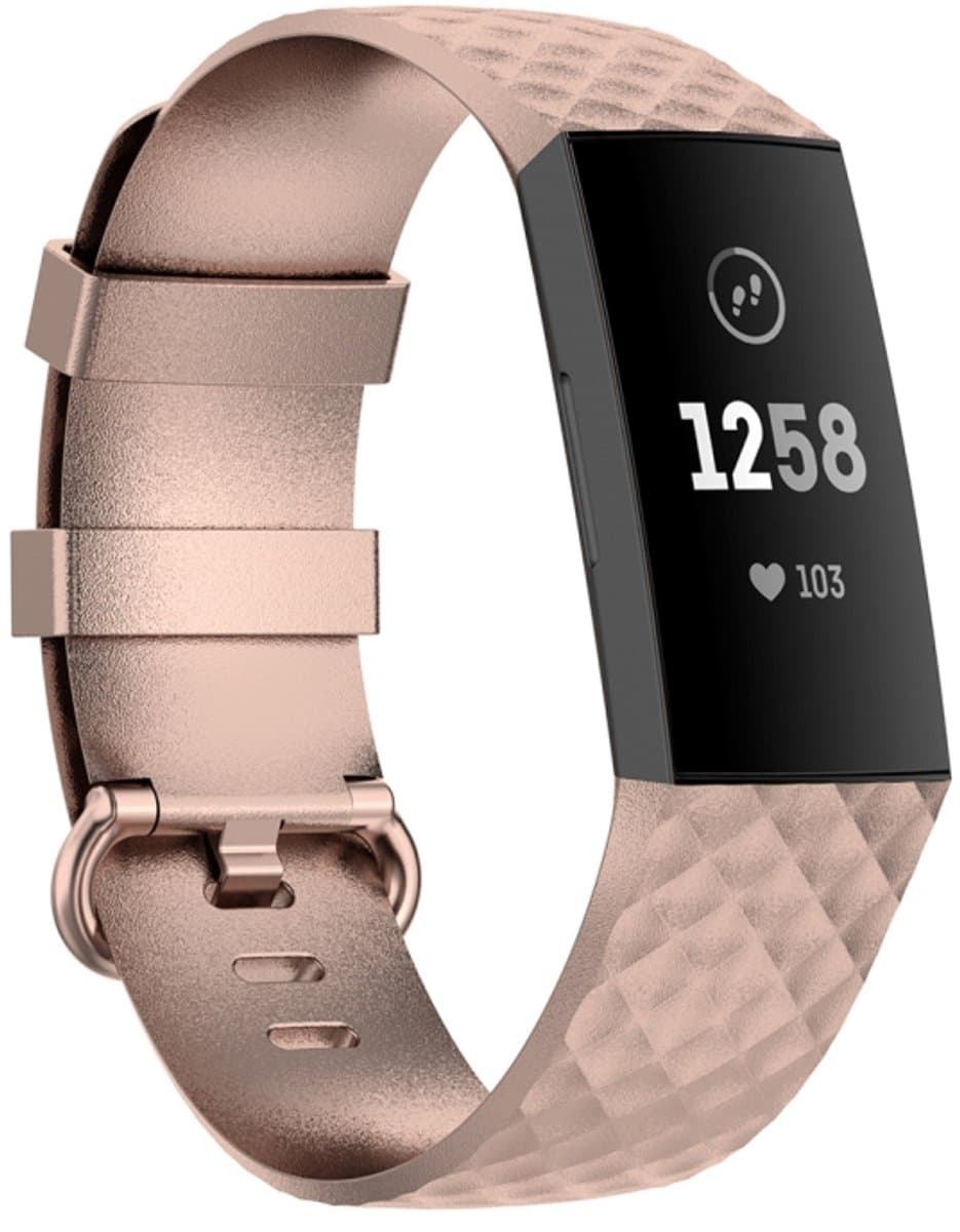 22 mm kleur gesp TPU polsband horlogeband voor Fitbit Charge 4 / Charge 3 / Charge 3 SE (rose goud)