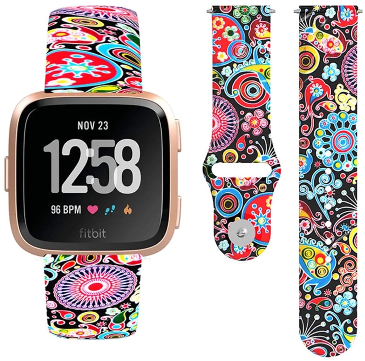 Voor Fitbit Versa 2 / Lite 22 mm omgekeerde gesp geprinte siliconen band (kleurrijke kwallen)