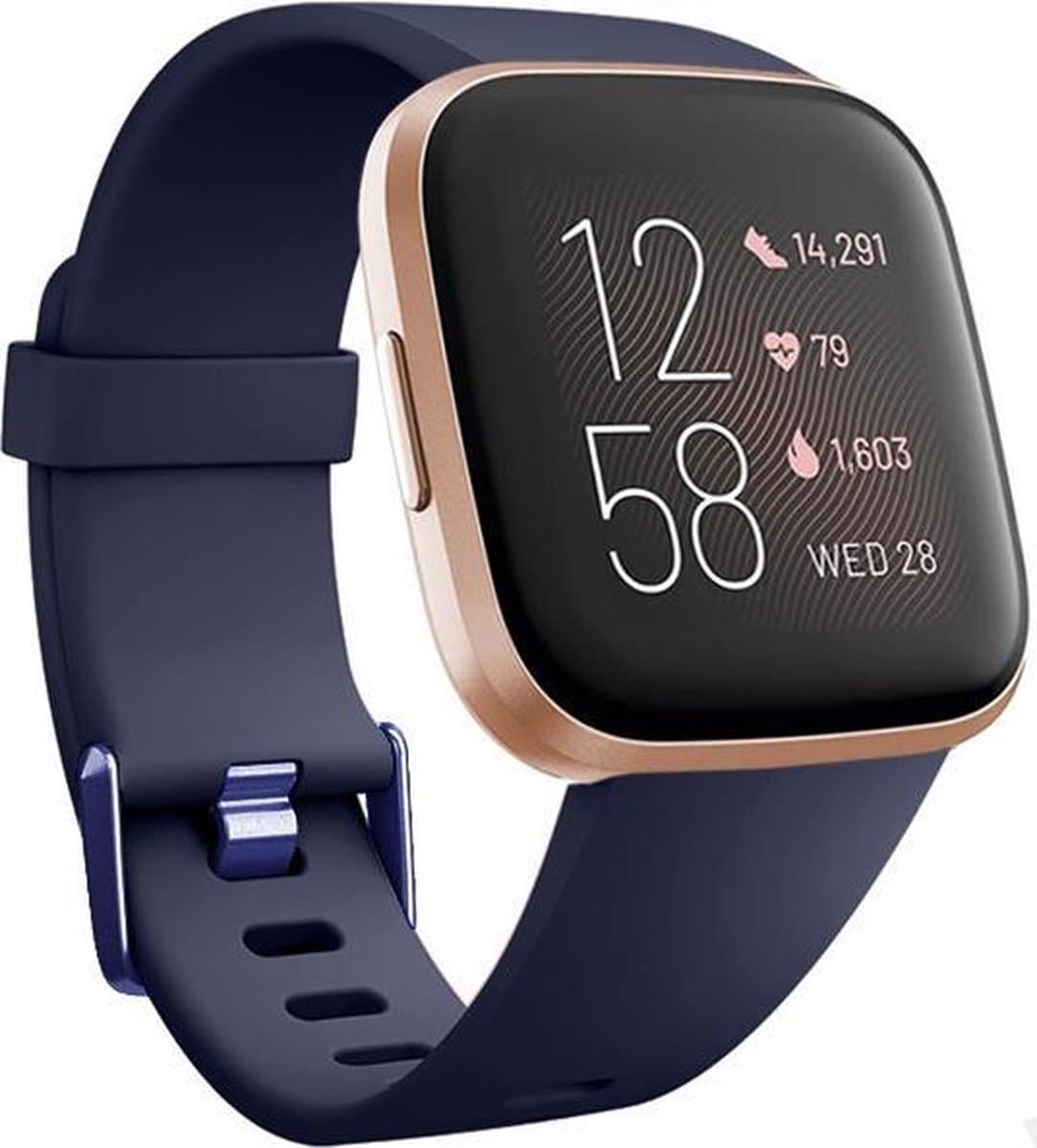 Fitbit Versa silicone band (donkerblauw) - Afmetingen: Maat L