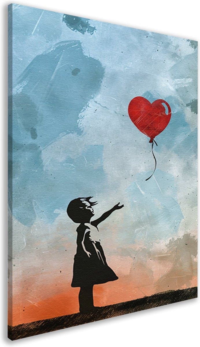 Ballon portret - Object portret - Schilderijen canvas Meisje - Landelijk schilderij - Canvas keuken - Muur kunst canvas 50x70 cm