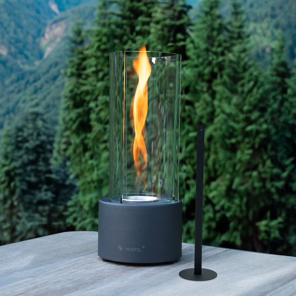 Muntel® Bio Ethanol Sfeerhaard – Tafelhaard - 3 - Delig - Binnen & Buiten - Rond - Zwart - 39.5 x 16 cm