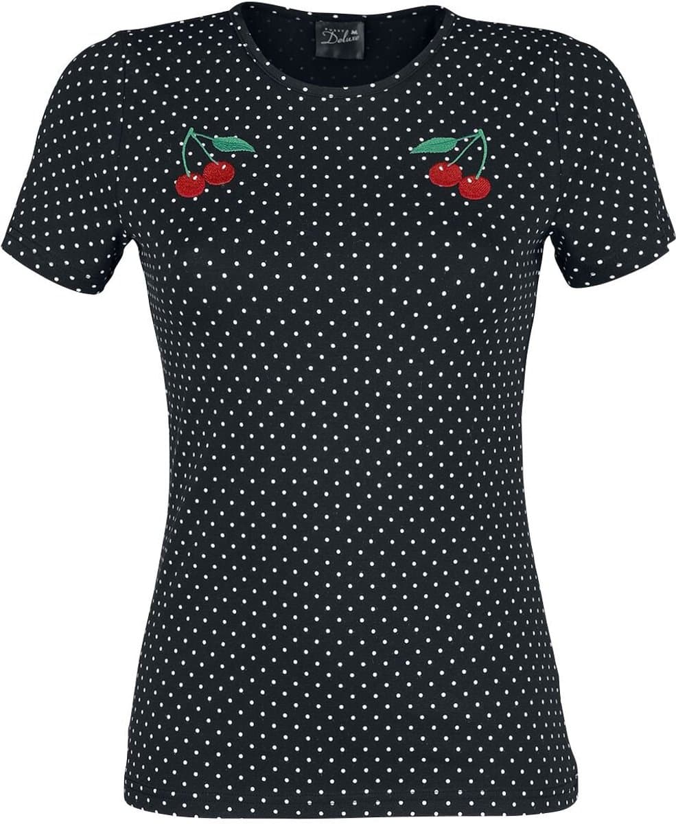 Pussy Deluxe Mini Dots Basic Dames T-shirt - zwart - XS