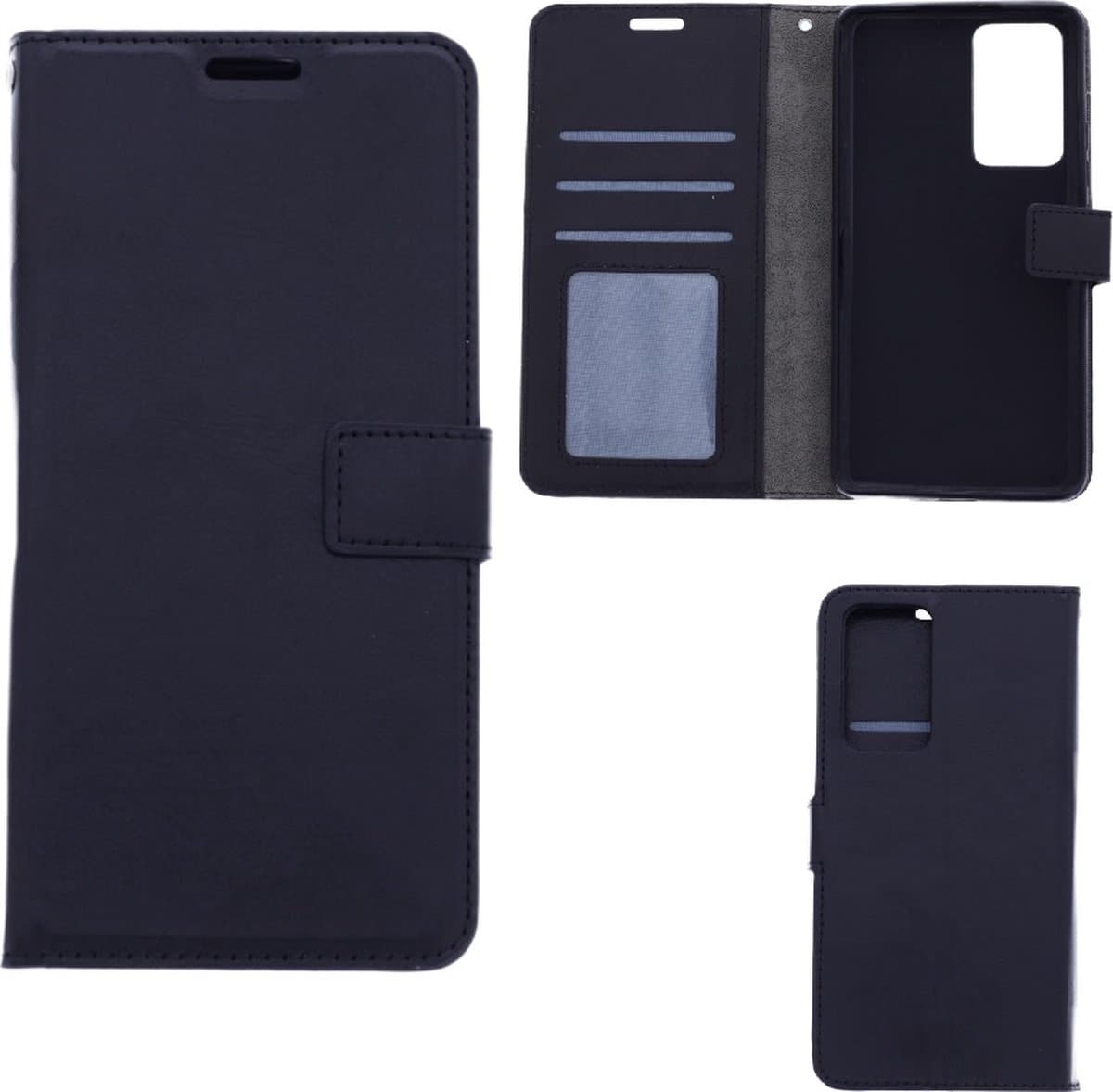 LuxeBass Hoesje geschikt voor Xiaomi 12 Pro - Boekhoesje met kaartvakken - Zwart gsm hoesje - telefoonhoes - telefoonhoesjes