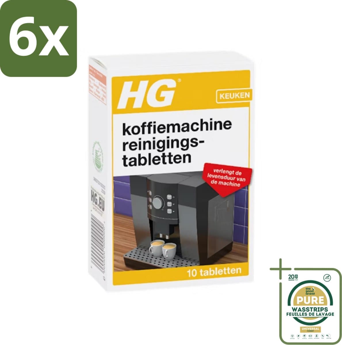 HG - Keuken - Koffiemachine Reinigingstabletten - 10 Tabletten - Voordeelverpakking - 6 stuks - Koffievet verwijderen - Koffiemachine onderhoud