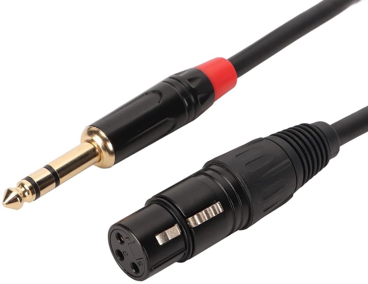 XLR naar 1/4 Inch TRS Stereo Jackkabel 0,5M - Gebalanceerde Patchkabel voor Microfoons, Audiomixers en Versterkers.