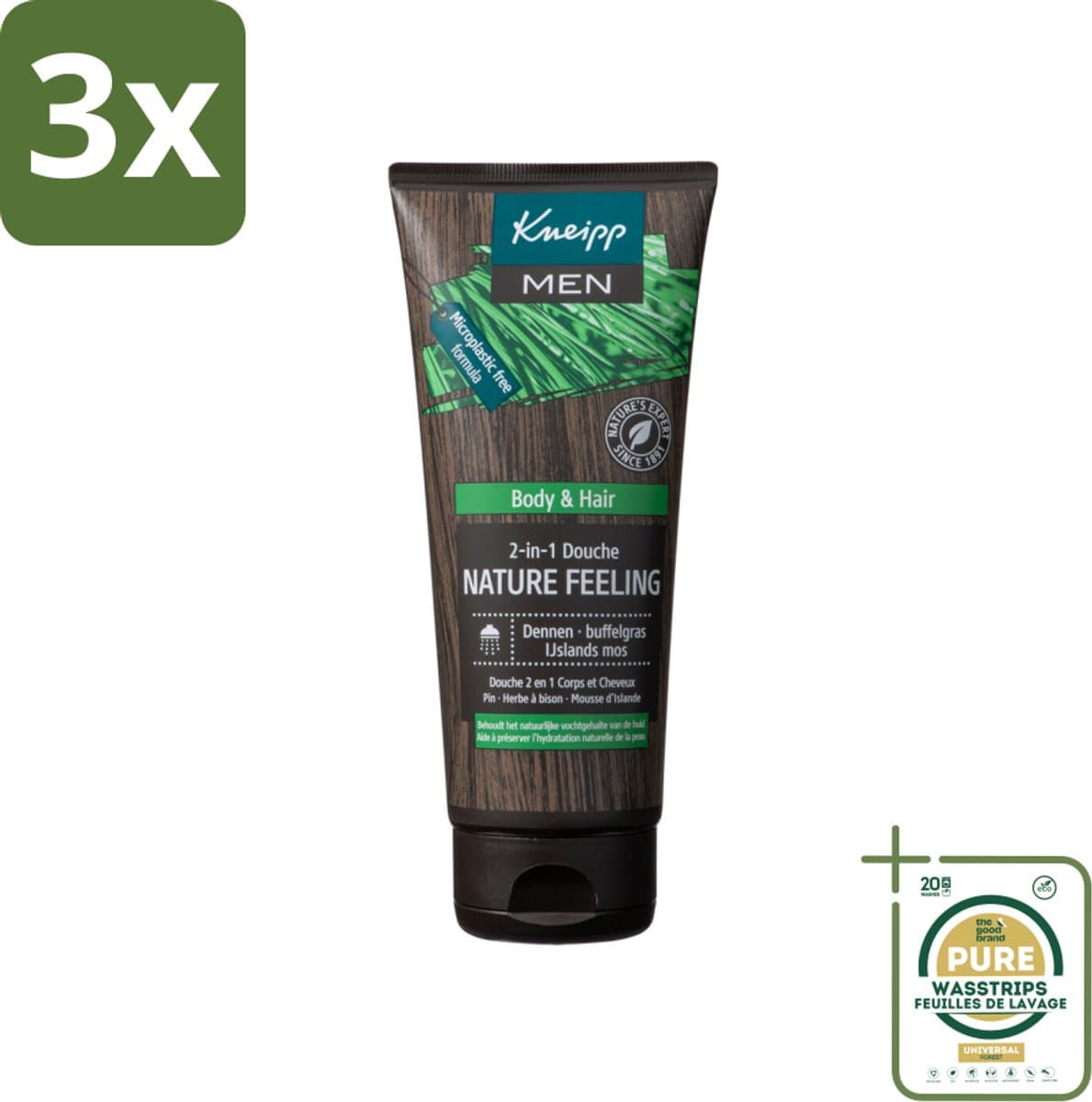 3 x Kneipp - Douchegel - Men - Nature Feeling - 2-in-1 - 200 ml - Grootverpakking - Douchegel Mannen - Natuurlijke Douchegel - 2-in-1 Douchegel - Douchegel Voor Mannen - Douchegel Met Dennenolie