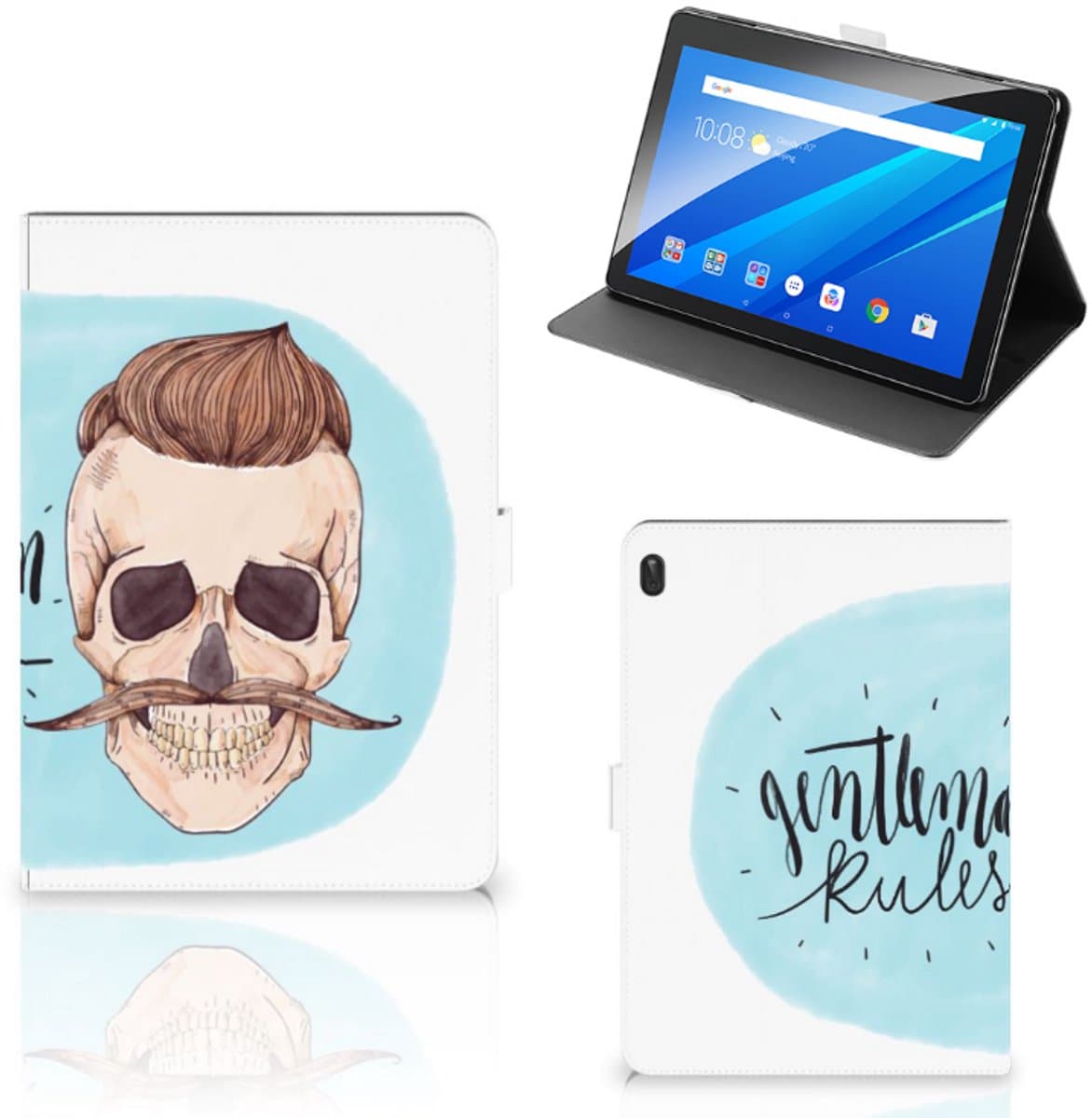 Tablettasje Lenovo Tab E10 Gentleman Skull