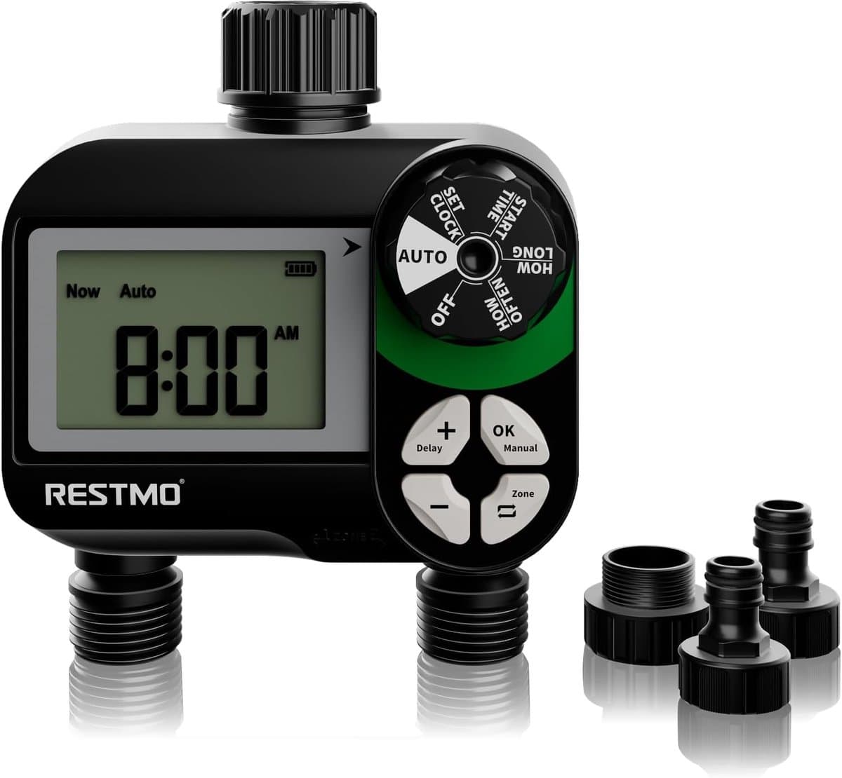 Sproeiertimer Irrigatiecontroller - Automatische Bewatering - Gazon Tuin - Twee Zones - 3x5x4 cm - Groen