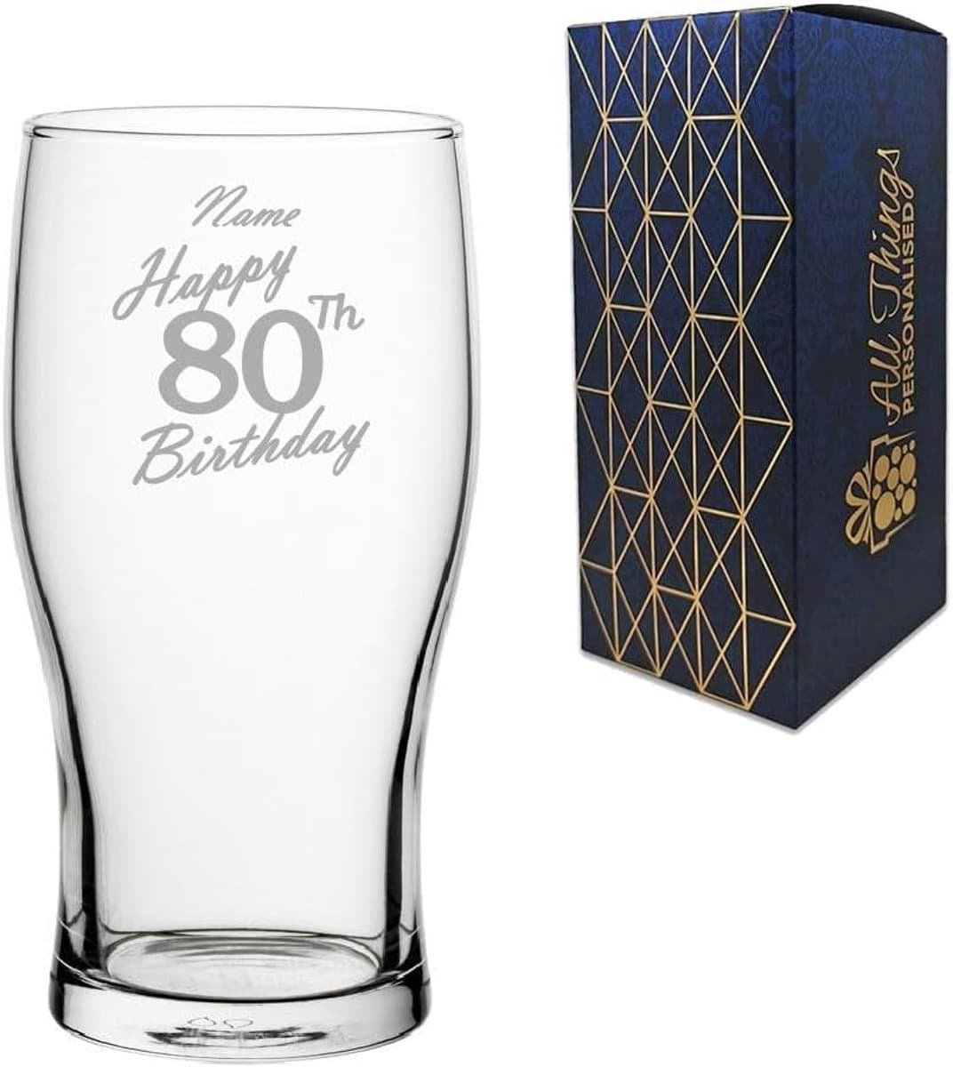 Gepersonaliseerd Pintglas - Verjaardagscadeau Glas - Feestelijke Dranken - Handgeschreven Ontwerp - 570 ml Capaciteit