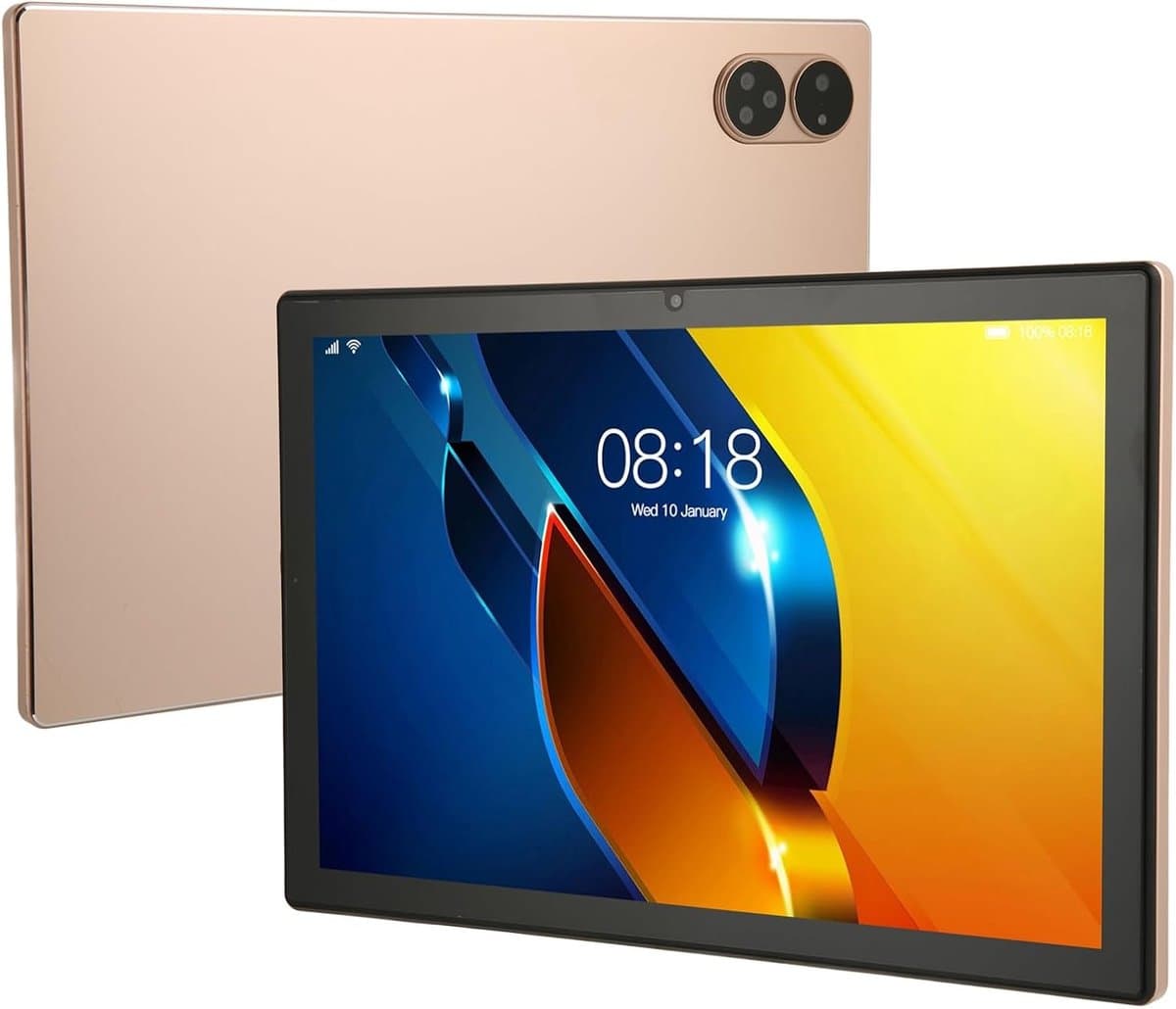 10-inch Tablet - Octa Core Device - Leren en Entertainment - 128GB Opslag 6GB RAM - 1920x1200 Resolutie - Goud