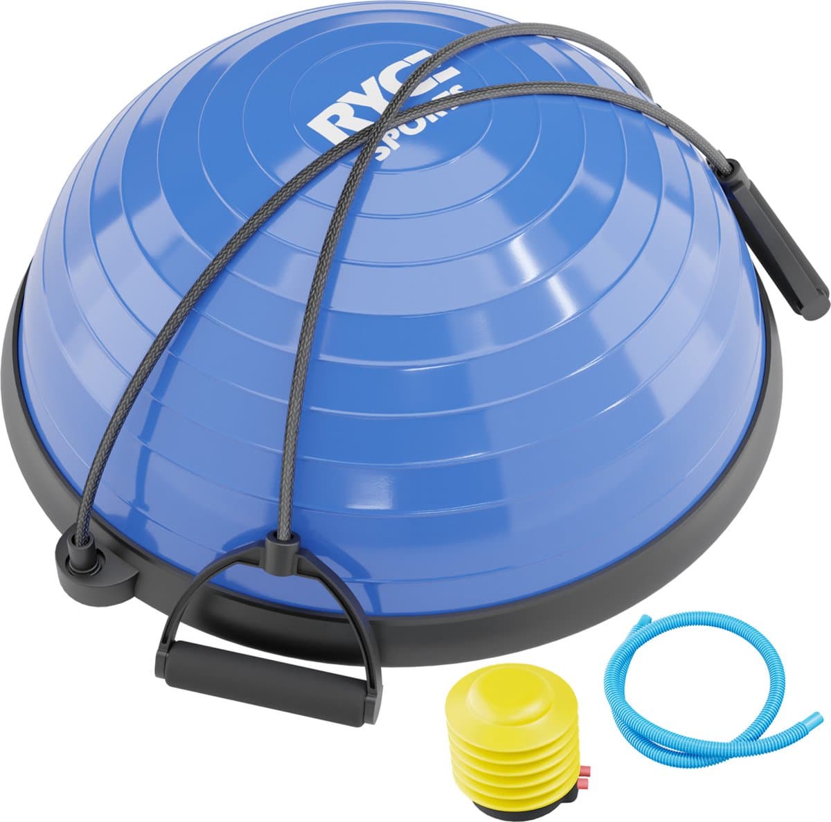 Ryce® balansbord - Balanstrainer - Balance board - Kinderen & volwassenen - Kussen - Evenwichtsbal - Wiebelkussen - Inclusief pomp & weerstandsbanden - Blauw