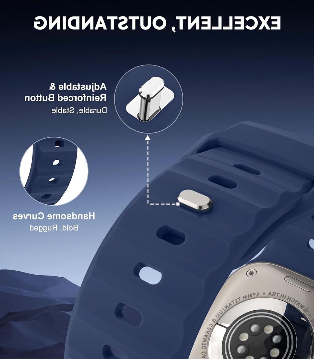 5-Pack Ocean Band Geschikt voor Apple Watch Ultra 2 en Series 1-9, Siliconen Vervangband voor Mannen en Vrouwen, Comfortabele en Duurzame Polsband