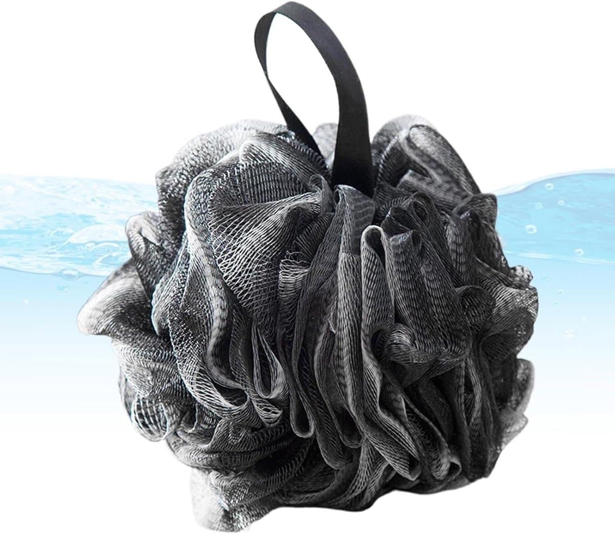 Bad Loofah Spons - Douche Spons - Huid Reinigen - Dubbele Textuur Mesh - 13 x 13 cm - Zwart Wit