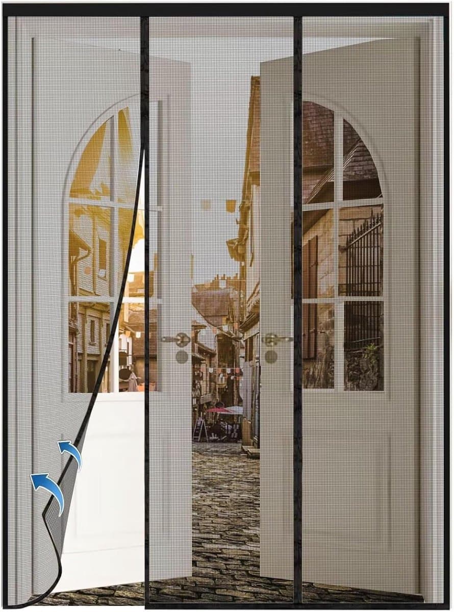 Magnetisch Vliegenhor - Deurnet Insecten - Buiten Leven - Dubbel Openend - 120x250cm - Zwart