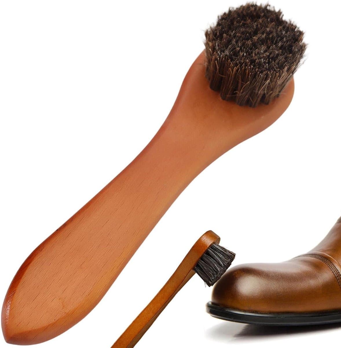 Schoenborstel - Sneakerreiniger - Schoenen Onderhouden - Veelzijdige Borstelharen - 15.5 cm Lengte - Bruin