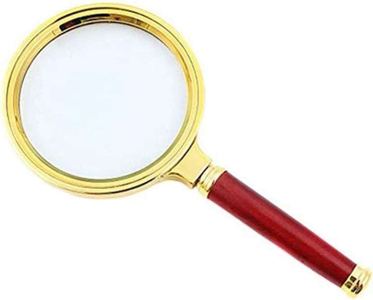 Vergrootglas Houten Handvat - Handloep Lezen - Gedetailleerd Zien - Optische Glaslens - 165x80mm - Rood
