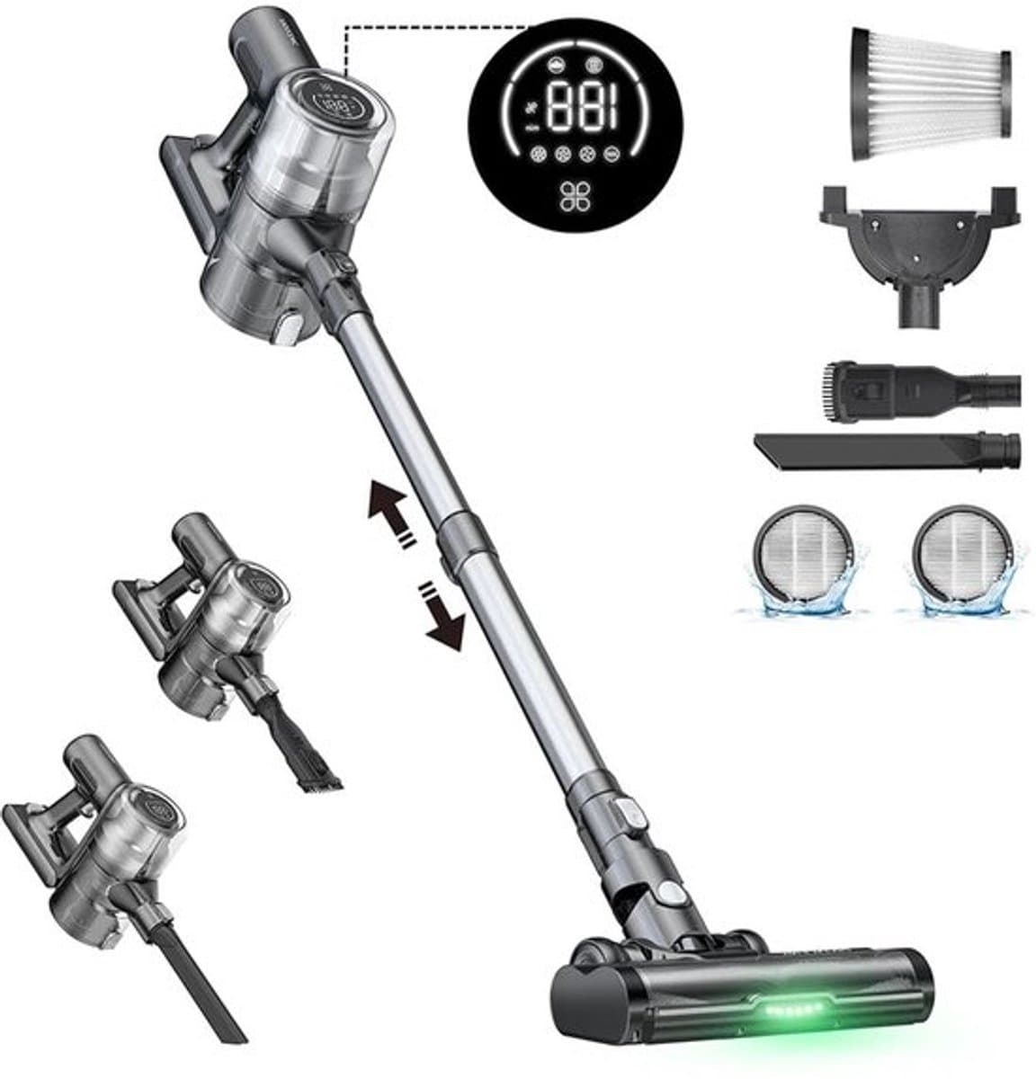 Draadloze Steelstofzuiger – Steelstofzuiger – Snoerloze Stofzuiger – Accu Stofzuiger – Handstofzuiger – 35 Kpa Zuigkracht – 45 Minuten Batterijduur