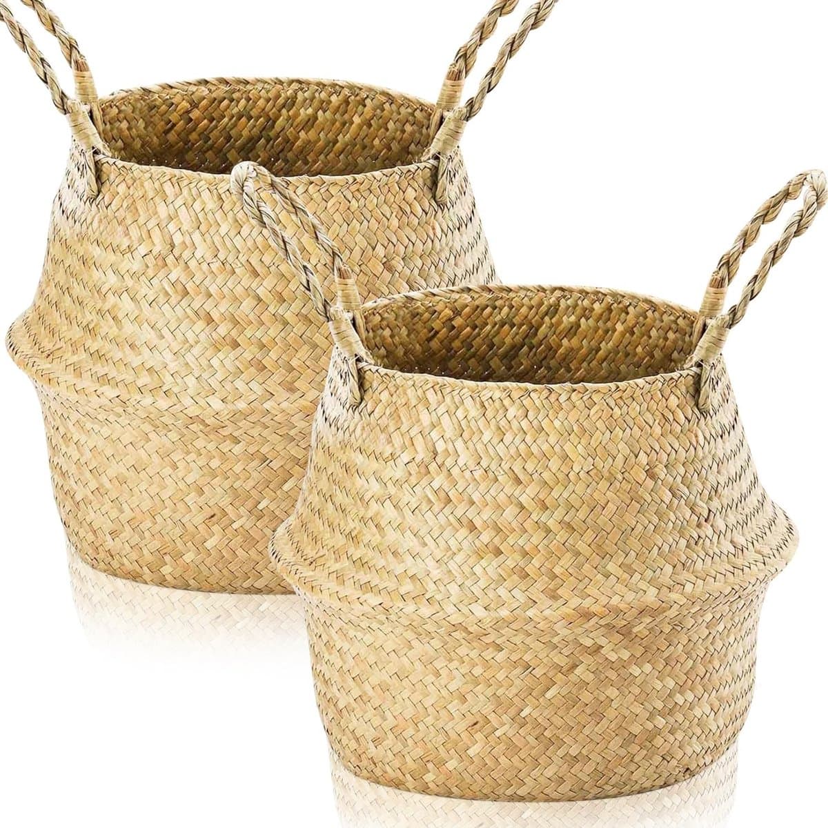 IMstore - Seagrass Storage Baskets - Woven Opbergmanden - Decoratief en Functioneel - Maat 28×24cm - Handig voor Planten en Speelgoed - Duurzaam en...
