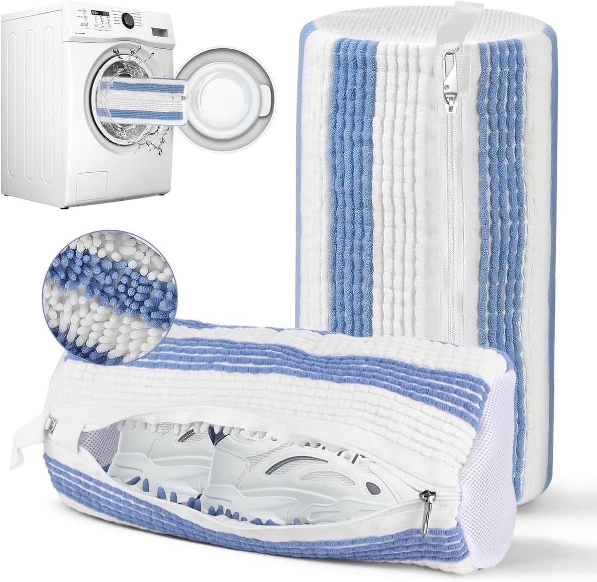 Waszakken voor schoenen, wasmachine, mesh waszakken met rits, herbruikbaar, 360 graden reiniging, effectief voor sportschoenen en delicate kleding