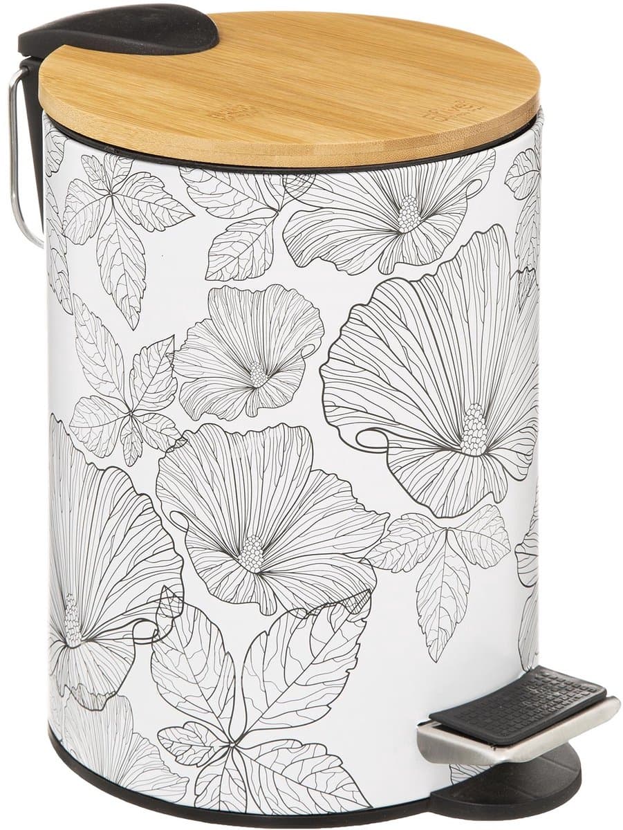 5five Soft-Close Pedal Bin - 3 L, Zwart/Bamboe