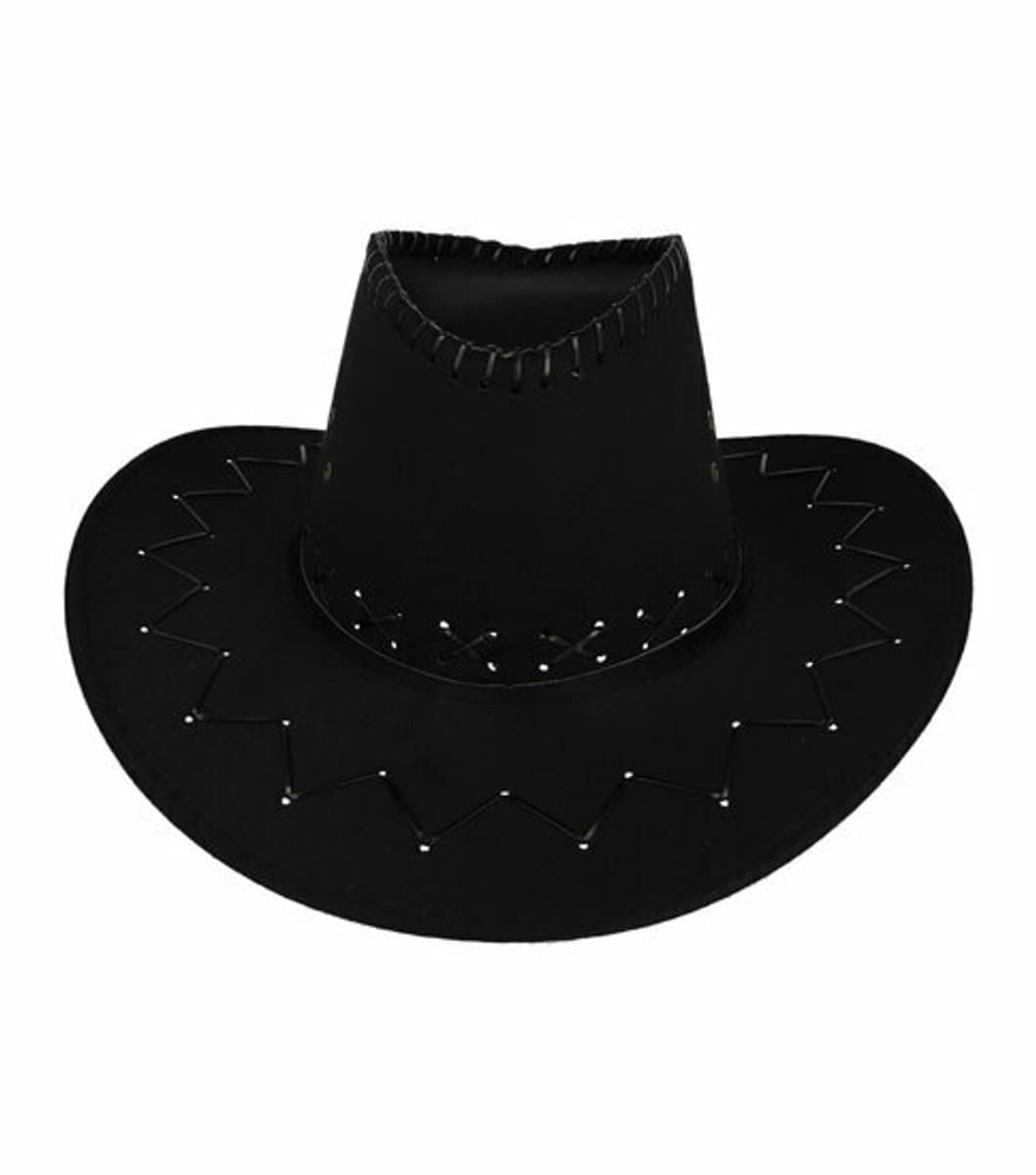 Haarsoires Cowboyhoed - Western Hoed - met Stiksel - One Size - Zwart - Cowboy Hoed - Dames & Heren - Festival Carnaval Themafeest