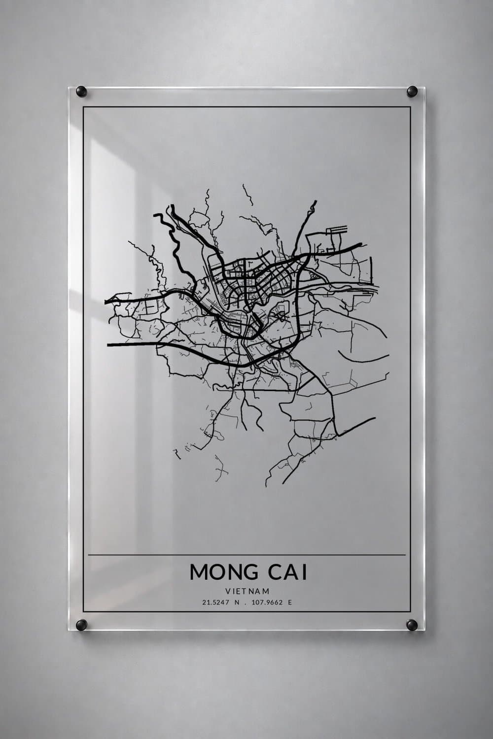 Stadskaart Móng Cái - Plexiglas 30x45 cm - Framed Border