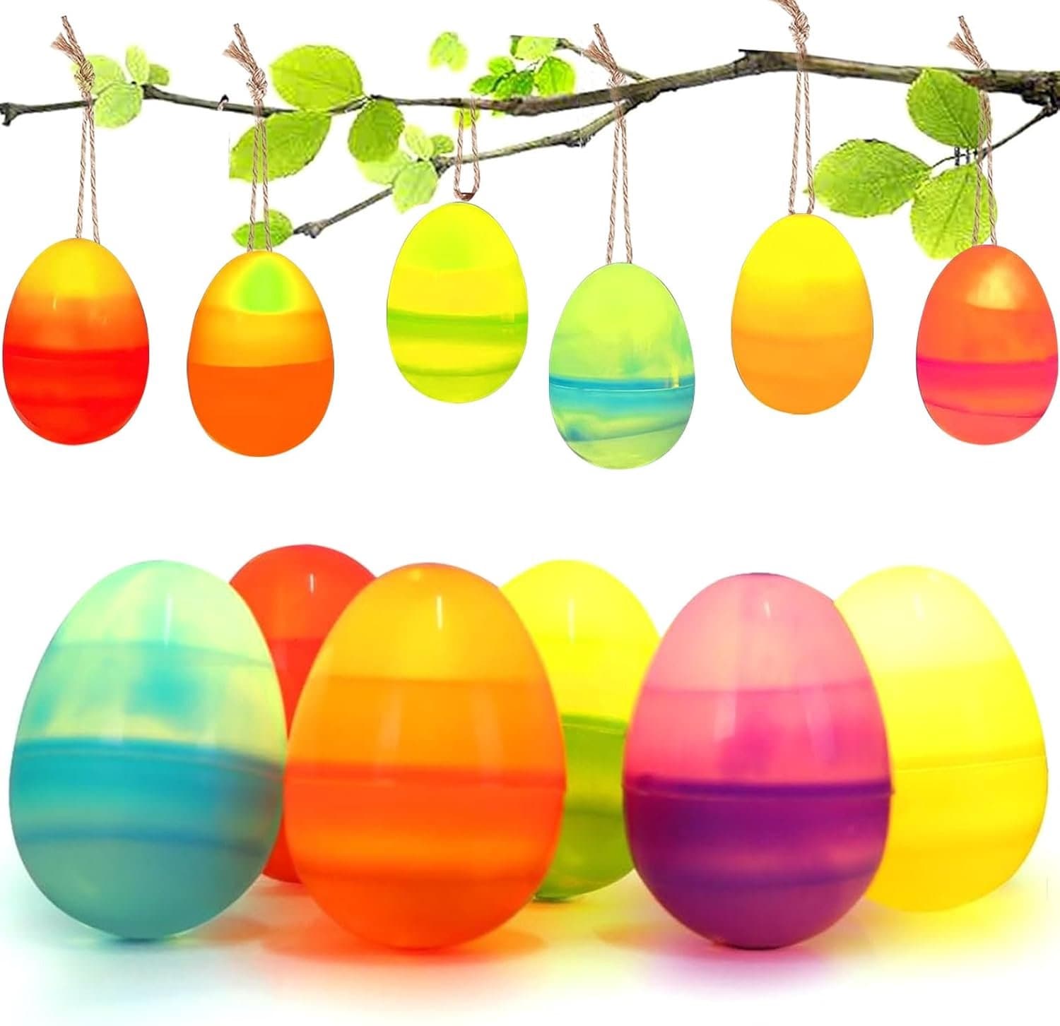 Dailygoods - Ledverlichting Pasen - Fonkelende Paaseieren - Feestdecoratie - Handbeschilderd - Lichtketting - Geschikt voor Kinderen - 12 Stuks