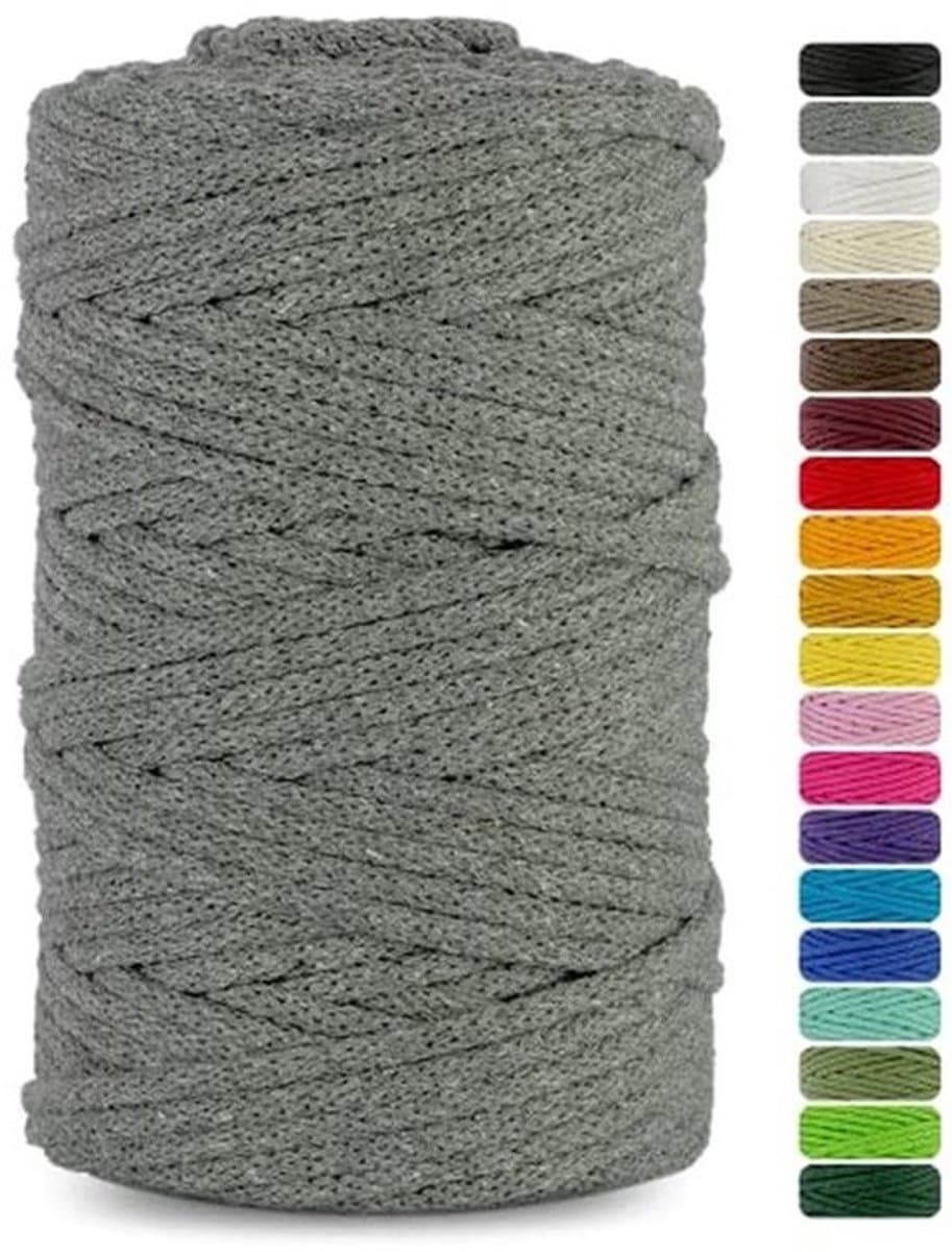 Macramé Garen Donkergrijs 3mm - Katoenen Koord voor Creatief Knutselen