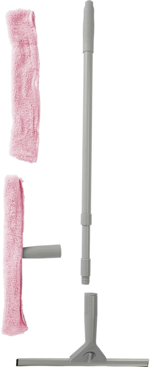 Ultra Clean - Raamwisser - Raamreinigingsset met telescopische handgreep, max. 95 cm - roze