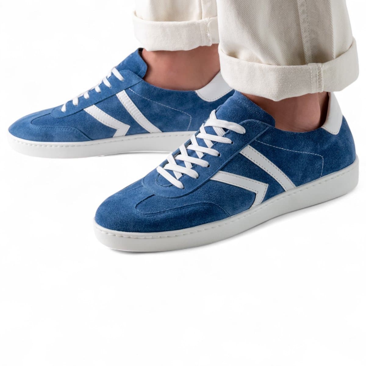 Salerno heren latin danssneakers - Jeansblauw suède - Lichte PU - zool - Geïntegreerde draaipunten - Dansen op iedere ondergrond binnen en buiten - Uitneembare binnenzool - Maximaal comfort - Salsa, Latin, Bachata - Werner Kern - Lichtblauw - 47 1/3