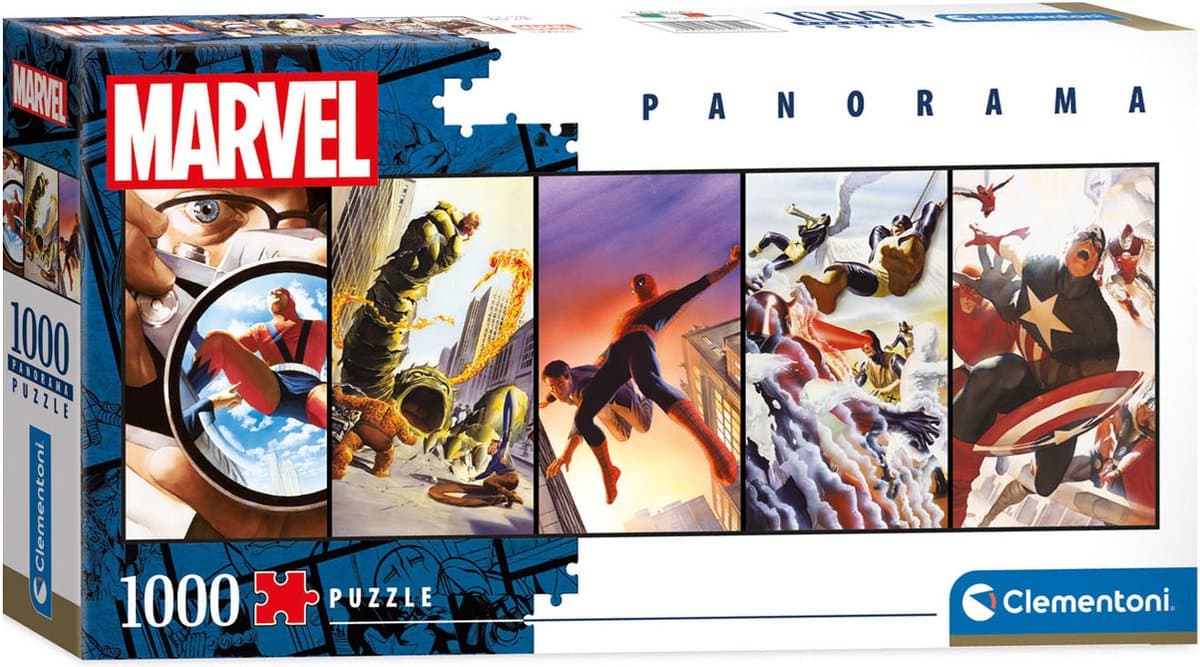 Clementoni Volwassen Puzzel, Marvel 80-1000 Stukjes - Panorama Puzzle, 10+ jaar, 39611,veelkleurig