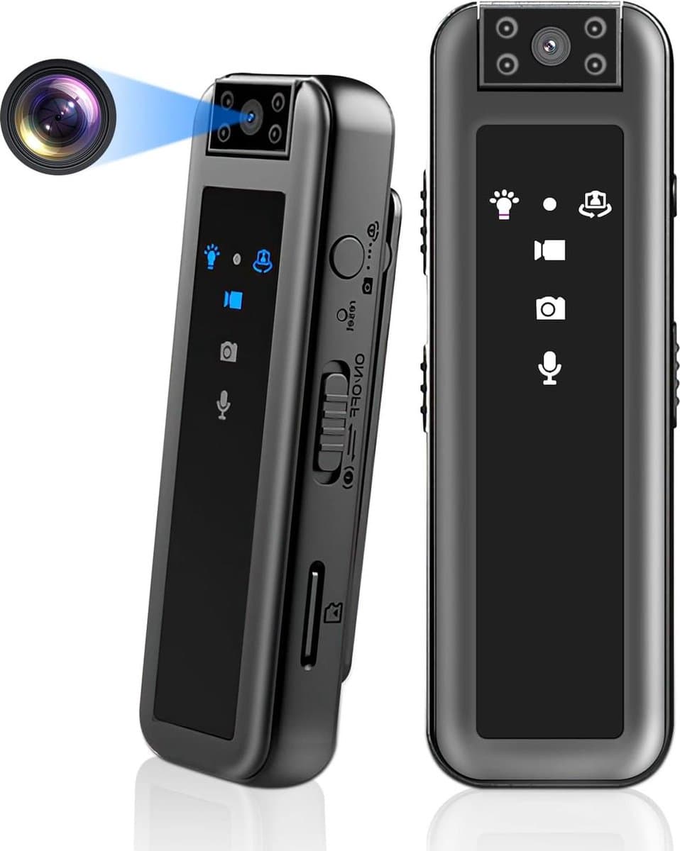 Body and VCR HD 1080p Small Camera - 180° Rotatable Lens- Portable Video Camera - Support Photo and Video with Loop Recording