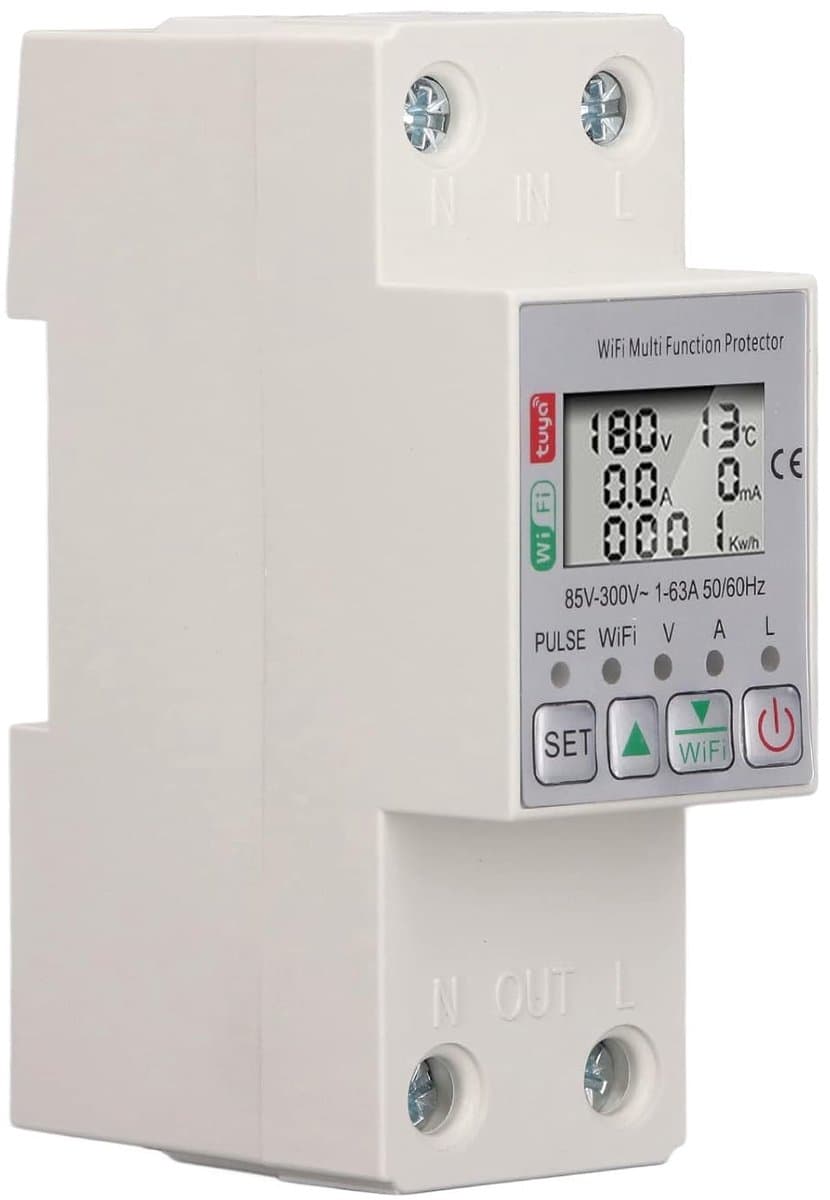 Slimme Meter Schakelaar - Energie Monitor - Energie Beheer - Real-time Data Weergave - AC85-300V 63A - Grijs