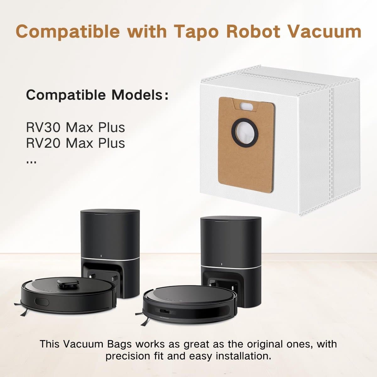Dailygoods- Stofzuigerzakken 12 Stuks - RVA202 - Grote Capaciteit 3,5 L - Compatibel met Tapo RV30 Max Plus/RV20 Max Plus - Perfecte Pasvorm - Goed Afdichtingsontwerp - Stofzak